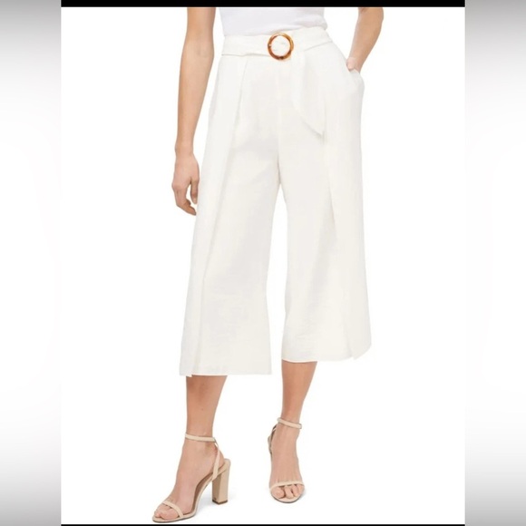 CeCe Pants - CeCe White Cropped Wide Leg Jumpsuit